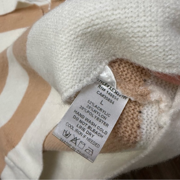 NWT Sadie & sage sz L White /Sand Lorelei Stripe cropped collar Sweater - Picture 6 of 8